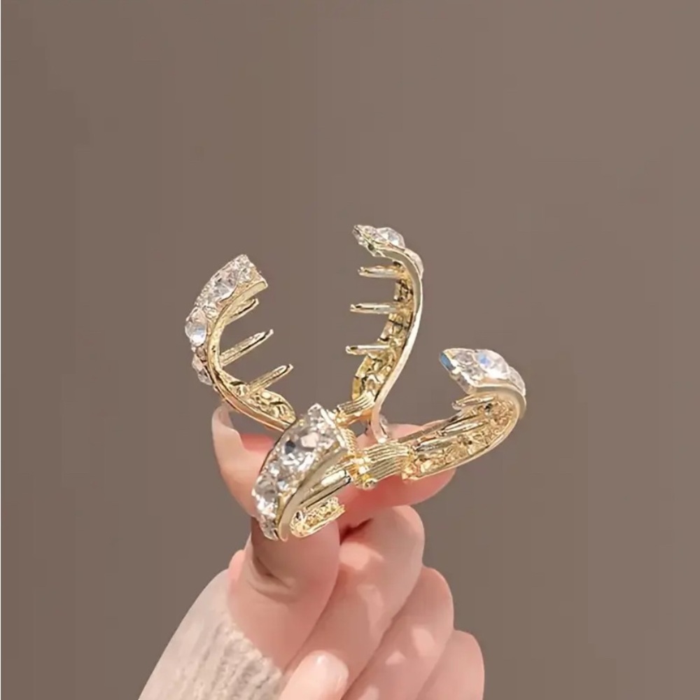 New Elegant Gold and Rhinestone Women's Hair Clip - Picture 3 of 4